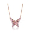 Genevive Two-tone Over Silver Cz Butterfly Necklace