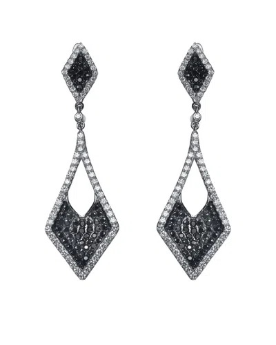 GENEVIVE GENEVIVE TWO-TONE OVER SILVER CZ DROP EARRINGS