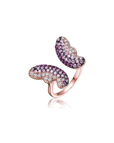 Genevive Two-tone Plated Cz Butterfly Ring