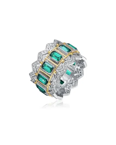 Genevive 14k Over Silver Cz Cocktail Ring In Gold