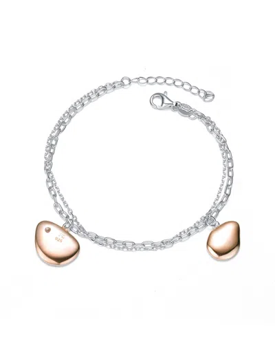Genevive Two-tone Bangle Bracelet In Silver