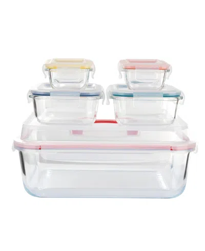 GENICOOK 10 PC NESTING MIXING STORAGE SET, W LOCK DOWN LIDS AND CARRY HANDLE