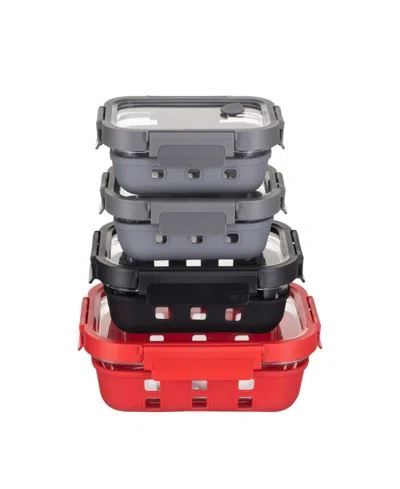 GENICOOK 3 PC BOROSILICATE GLASS CONTAINER SET WITH GLASS LIDS AND SILICONE WRAP