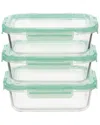 Genicook 3pc Glass Containers With Lids Set In Green