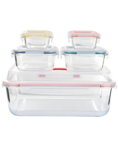 Genicook 10 Pc Nesting Mixing Storage Set, W Lock Down Lids And Carry Handle In Multicolor