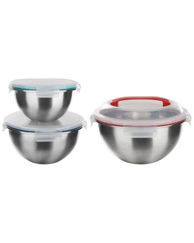 GENICOOK GENICOOK 6PC NESTING STAINLESS STEEL MIXING BOWL SET WITH LOCK DOWN LIDS & CARRY HANDLE