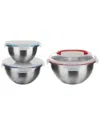 Genicook 6 Pc Nesting Stainless Steel Mixing Bowl Set, W Lock Down Lids And Carry Handle