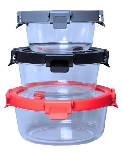 Genicook 6pc Round Glass Container With Lid & Vent Set