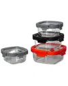Genicook 4 Pc Square Shape Borosilicate Tempered Glass Food Storage Containers With Pro Grade Locking Glass L