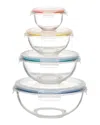 Genicook 8pc Nesting Borosilicate Glass Salad/mixing Bowl Set
