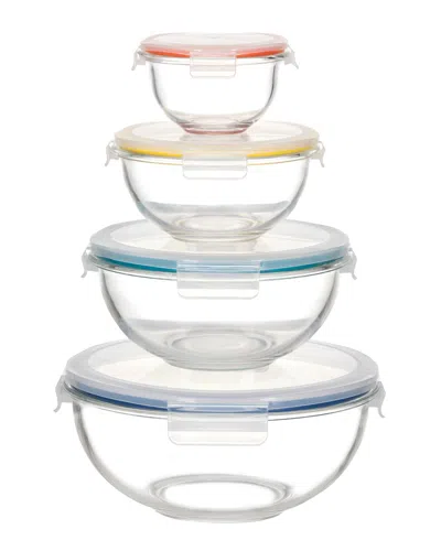Genicook 8pc Nesting Borosilicate Glass Salad/mixing Bowl Set In Multi
