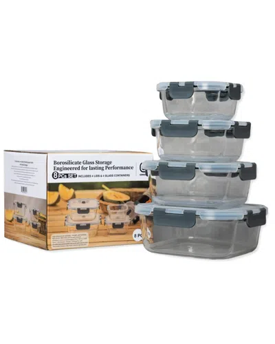 GENICOOK GENICOOK 8PC SQUARE BOROSILICATE GLASS CONTAINER WITH VENTED LID SET,