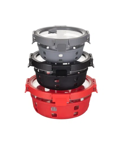 GENICOOK BOROSILICATE GLASS CONTAINER SET WITH GLASS LIDS AND SILICONE WRAP