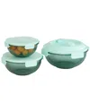 Genicook Borosilicate Glass Mixing Bowl Set In Green