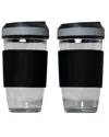 Genicook Set Of 2 Borosilicate Coffee Cup With Silicone Wrap, 16.2 oz