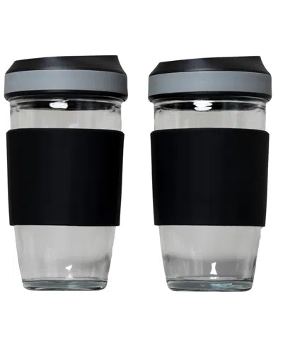 GENICOOK GENICOOK BOROSILICATE SET OF TWO 16.2OZ COFFEE CUPS WITH SILICONE WRAP