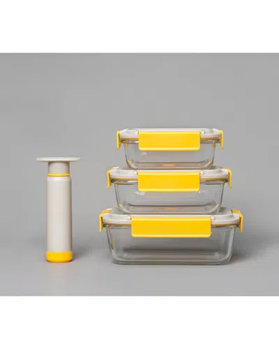 Genicook Geni-fresh Vacuum Sealable Glass Container Set With Manual Pump