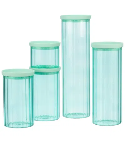 Genicook Glass Canister Set With Glass Lid In Blue