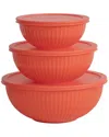 Genicook Rainbowls Borosilicate Glass Mixing Bowl Set In Red