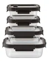 Genicook Rectangular Glass 4pc Container Set In Multi