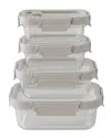 Genicook Rectangular Glass Vanilla 4pc Container Set In Neutral