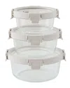 Genicook Round Glass 3pc Vanilla Container Set