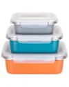 Genicook Set Of 3 Nestable Stainless Steel Containers With Locking Lids