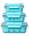 Genicook 3 Pc Rectangular Container Hi-top Lids With Pro Grade Removable Lockdown Levers Silicone Sleeve Set