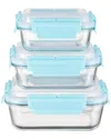Genicook Set Of 3 Rectangular Containers With Hi-top Lids & Removable Lockdown Levers