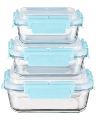 Genicook Set Of 3 Rectangular Containers With Hi-top Lids & Removable Lockdown Levers