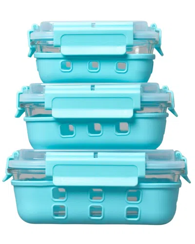 Genicook Set Of 3 Rectangular Containers With Hi-top Lids & Removable Lockdown Levers