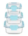 Genicook Set Of 3 Square Containers With Hi-top Lids & Removable Lockdown Levers