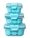 Genicook Set Of 3 Square Containers With Hi-top Lids & Removable Lockdown Levers