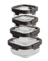 Genicook Square Glass 4pc Container Set In Black