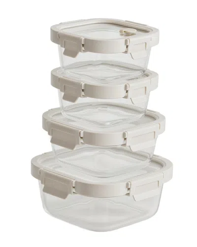Genicook Square Glass 4pc Vanilla Container Set
