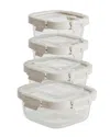 Genicook Rectangular Glass Vanilla 4pc Container Set In Multi