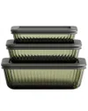 Genicook Stria Olive 3pc Rectangular Container Set In Black