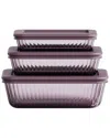 Genicook Stria Plum 3pc Rectangular Container Set