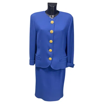Pre-owned Genny 80's Wool Suit In Blue