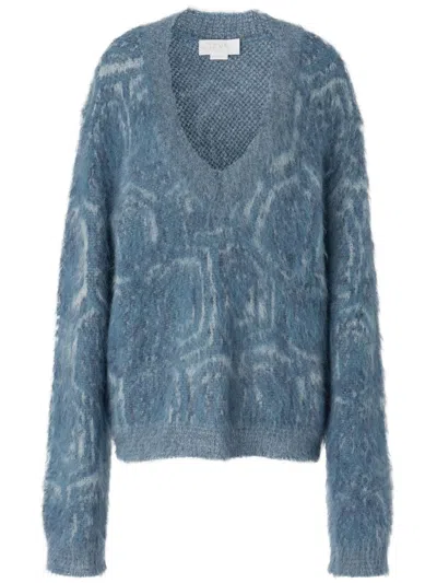 Genny Animal-pattern Pullover In Blue
