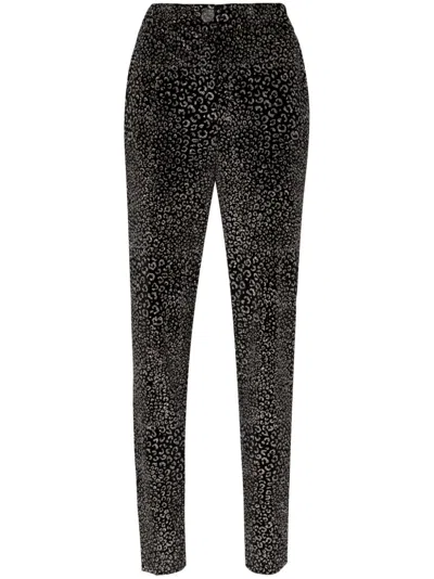Genny Animalier Velvet Trousers In Black