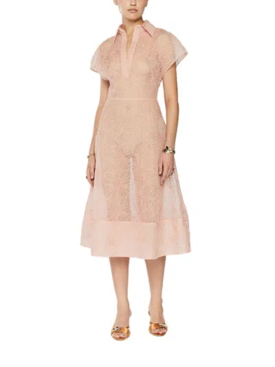 GENNY GENNY ANTIQUE PINK SILK MIDI DRESS