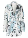 Genny Anversa Jungle Floral-print Belted Blazer In Multi