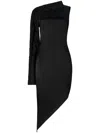 Genny Satin One-shoulder Sheath Dress In Black