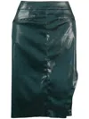 Genny Asymmetric Shiny-finish Skirt Set In Green