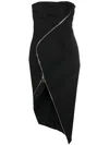 Genny Asymmetric Zip-up Strapless Dress In Black