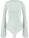 Genny Balloon Sleeve Bodysuit In Green
