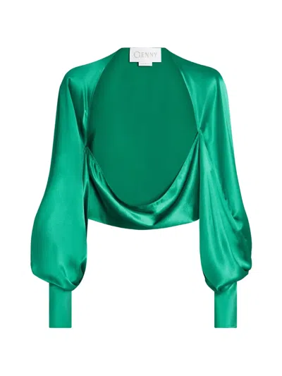 Genny Balloon Sleeve Jacket In Green