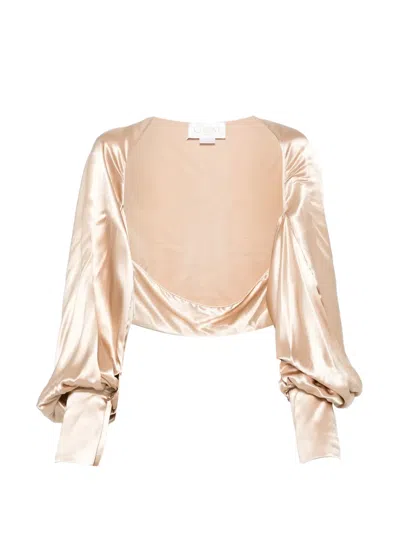 Genny Balloon-sleeve Shrug In Pink