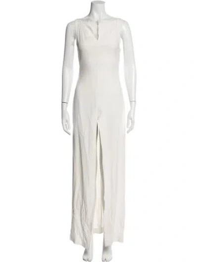 Pre-owned Genny Bateau Neckline Long Dress In White